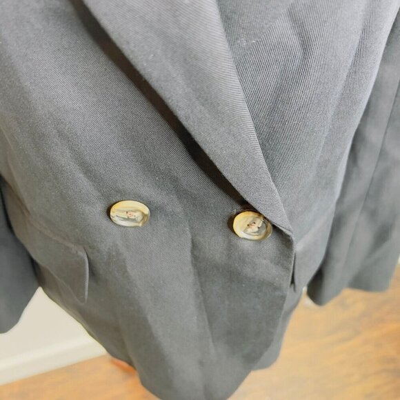 J.Crew Womens $218 Drapey twill double-breasted blazer Black Size 14 CB316 - Picture 2 of 9